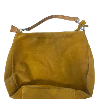 Capaccioli Made in Italy Mustard Suede Leather Hobo Shoulder Bag