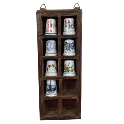 Fine bone China thimbles in shadow box