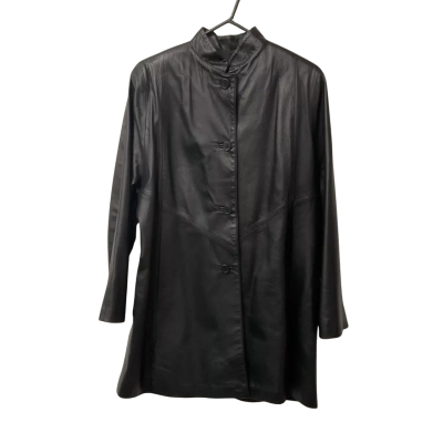 Womens Siricco Size S Genuine Leather Trench Coat Black  