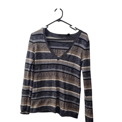 Country Road Women's Size M V-Neck Jumper Beige / Black  / Green / Grey / Striped 