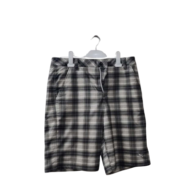 Puma Men's Size 32 Black  / Checked / Grey / White Short