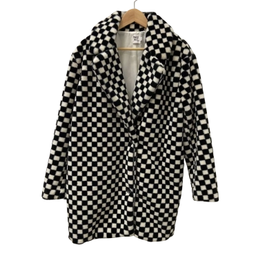 Princess Polly Womens  Size XL Winter Coat Black  / White / Checked