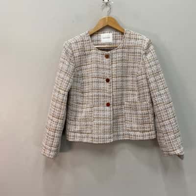 David Jones Womens  Size M -L Woven Blazer Neutral Coloured 