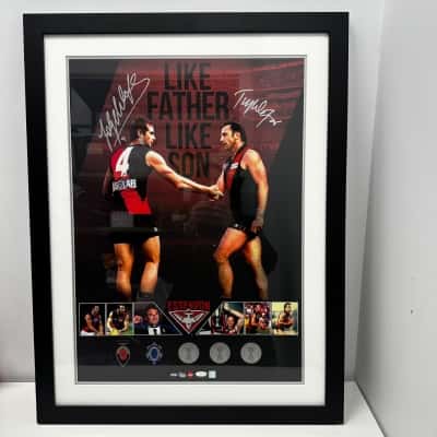 Essendon Tony Watson and Jobe Watson Like Father Like Son Signed Framed 