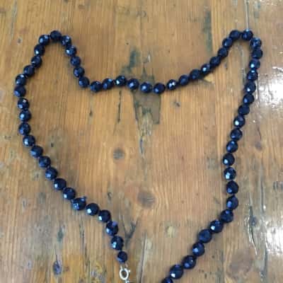  Womens Necklace Jet Black Faceted Glass