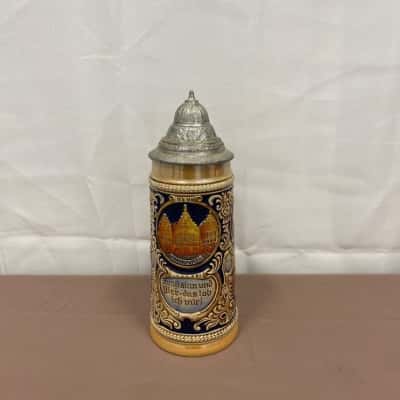 Frankfurt German Beer Stein with Pewter Lid