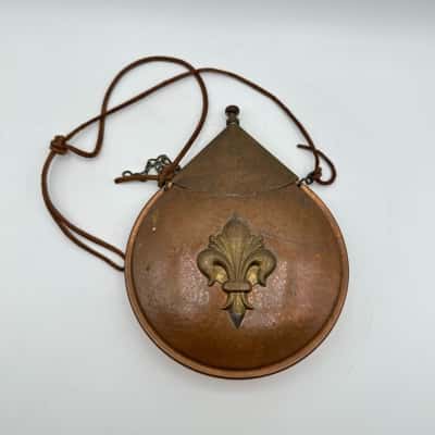 Vintage Copper Brass Fleur de Lis  Flask England