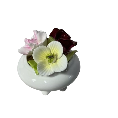 Vintage Coalport England Bone China Flowers in White Bowl Ornament