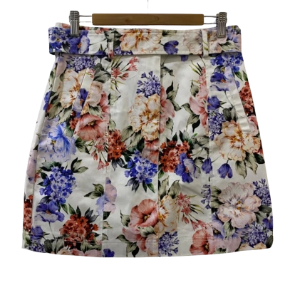 Sheike Womens  Size 12 Floral Denim Skirt Multicoloured 