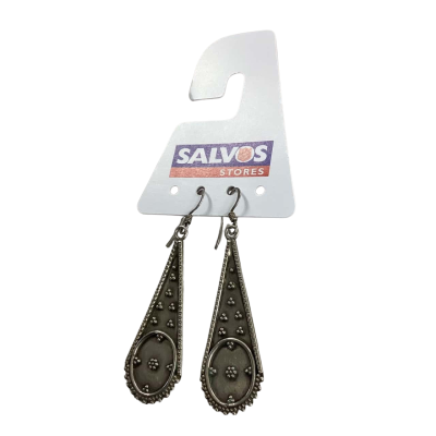 Sterling Silver Teardrop Dangle floral detailed Earrings