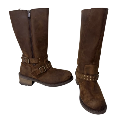 CAT Mid Calf Harness Boots Size 41 Brown 