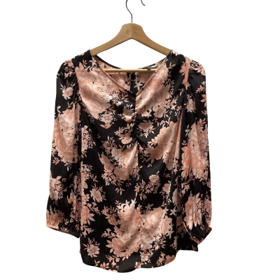 Veronika Maine Womens  Size 8 Pink & Black Floral Top
