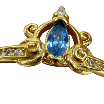 Pandora Womens Disney Princess 'Cinderella Carriage' Ring, Gold Plated with Blue Stone