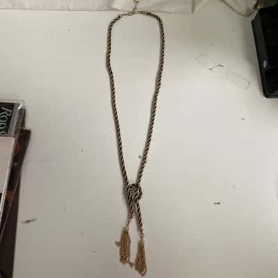 Womens Guess Two-Toned Knotted Tassel Necklace Black/Gold 