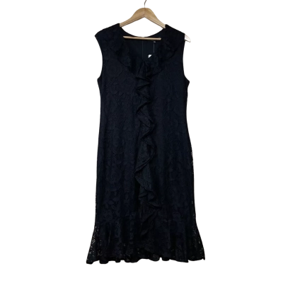 Brand New - Liz Jordan Black Sleeveless Lace Frill Dress - Size 12