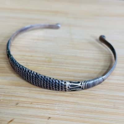 Sterling Silver Snake Like Design Cuff (Stamped 925)