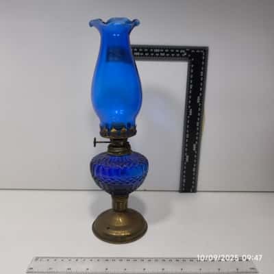 Cobalt Blue Vintage Oil Lamp Glass 