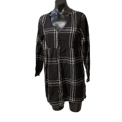 SAINT HELENA  Womens  Size S Babydoll Dress Black  / Checked / White 