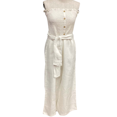 Faithfull The Brand Size 12 Wide Leg Jumpsuit Oatmeal