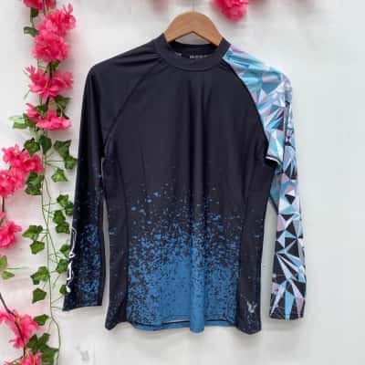 Beast Layer Womens Graphic Long Sleeve Rash Guards Size L Black  