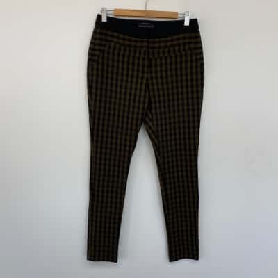 Cue Dark Green Black Checked Work Pants  Size 8 