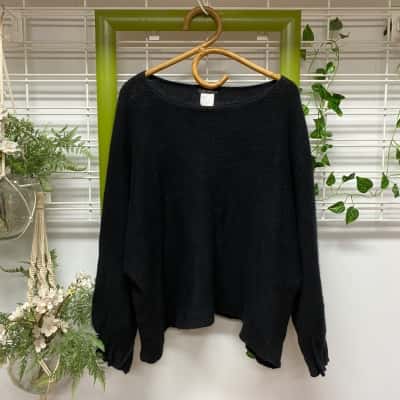 Kiitos Possum-Lambswool-Silk Womens  Size S Black  Jumper