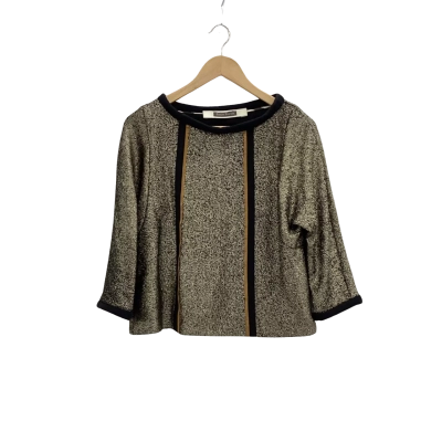 Easton Pearson Womens  Size 8 3/4 Sleeve Top Black  / Gold 