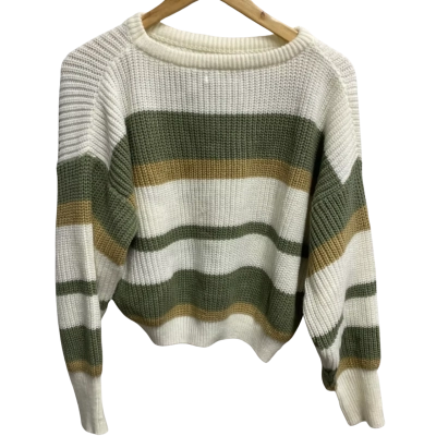 Ally Fashion Womens  Size 14 / L Jumper Green / Khaki / White 