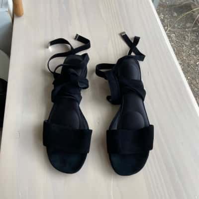 Wittner Womens  Size 40 Black open - toe ‘Bruna Black’ suede leather shoes 