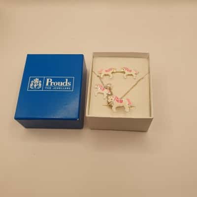 Prouds the Jewellers Unicorn Kids Set on 925 Chain 