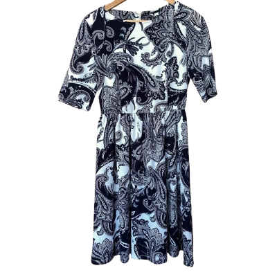 Tokito Black/White Paisley Patterned Dress Size 12