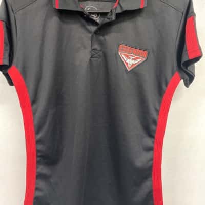 Essendon AFL Womens  Size 8 Polo Shirt Black  / Red 