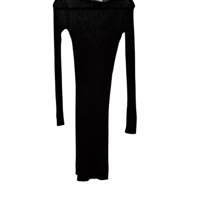 ALL THINGS GOLDEN sheer knitted frill long sleeve dress