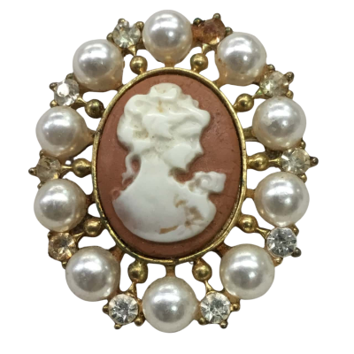  Women's Gold-tone Cameo-style Brooch 