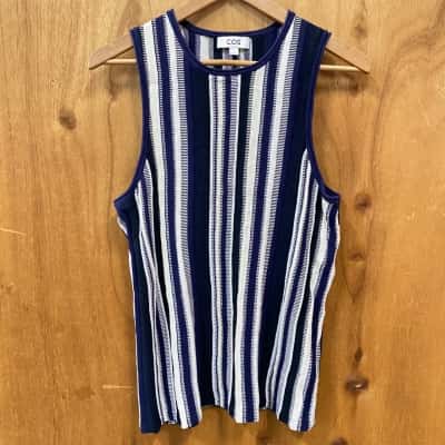 COS Navy/White Striped Knit Top Size M