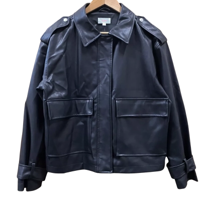 Lily Loves Black Faux-Leather Jacket Size XS/XXS 