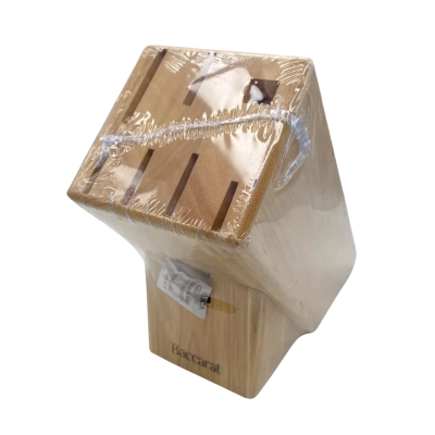 New SEALED Baccarat Wooden Knife Block Holds 6 Knives Plus Sharpener     (Brica)