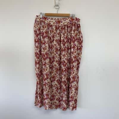 Moolk Red Floral Maxi Skirt Size 14 