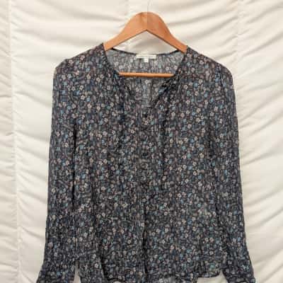 Anna Thomas Floral Blue Blouse - Size 12
