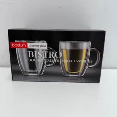 NEW - Bodum Bistro Double Wall Thermo-Glass Mugs 