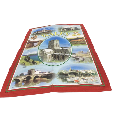 Vintage Souvenir Tea Towel "Wales"