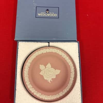 Wedgewood Rose Minature Plate Pink Jasperware with White Raised Relief