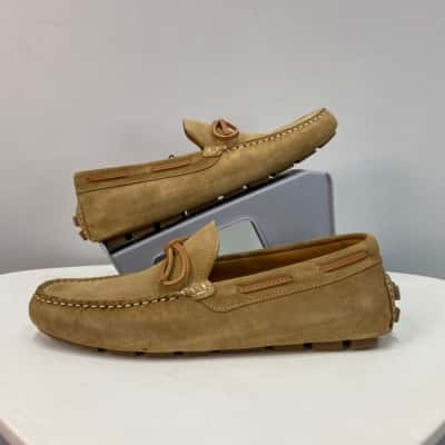 Zara Man Mens  Leather Size 10 Driving Shoes Beige 