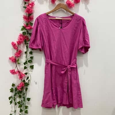 Betty Basics Womens Azalea Birdie Short Sleeve Dress Size 16 Magenta  