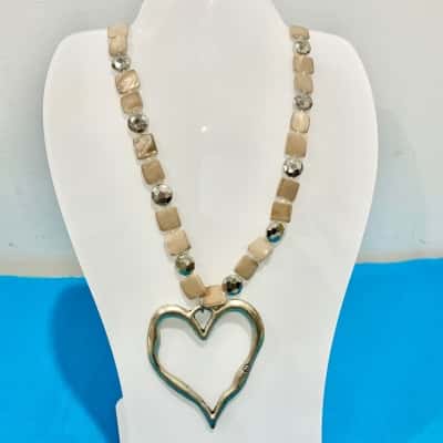 Boho Long Beaded Love Heart Pendant Necklace