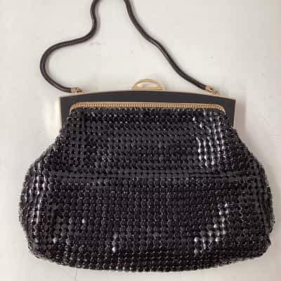 Glomesh Womens Black with Gold  purse