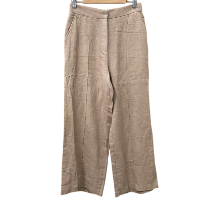 Nude Lucy Camel Brown Linen-Blend Tailored Pants Size L