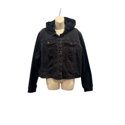 City Chic Womens  Size XL Denim Jacket Black  