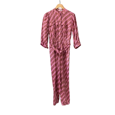 Aestas Womens  Size 2 Cotton Linen Jumpsuit Brown / Pink  