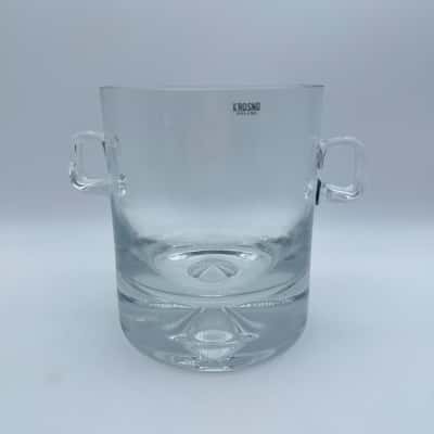 Vintage Krosno 'Triad' heavy based glass ice bucket with twin blown glass handle